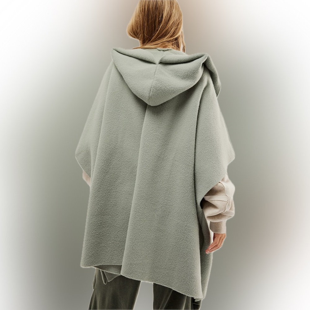 Free People -All I Need Cozy Hooded Duster in Pink , mustard Tan & Cobalt blue ! - Picture 2 of 6